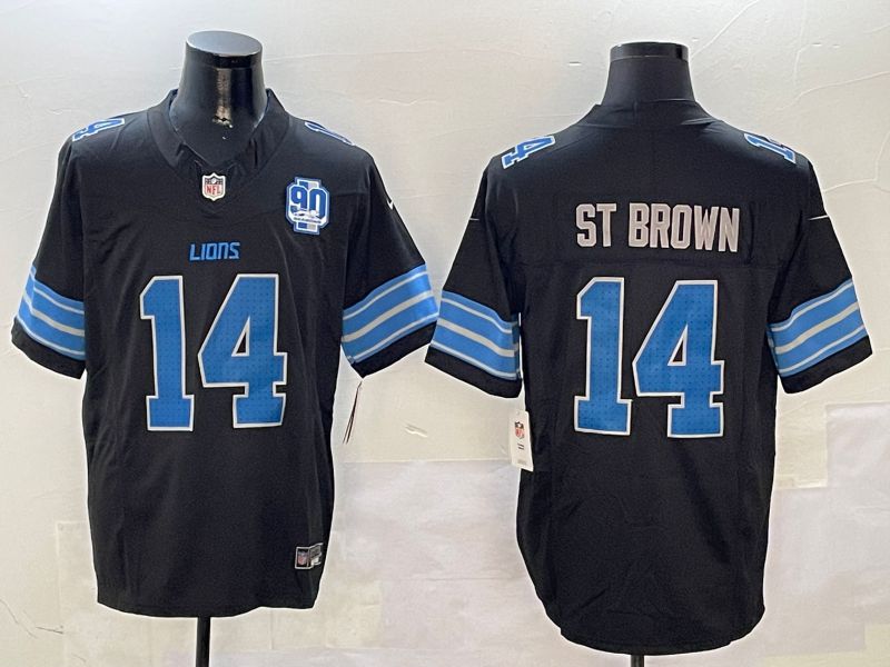Men Detroit Lions #14 St Brown Black three generations 2024 Nike Limited NFL Jersey style 01022->detroit lions->NFL Jersey
